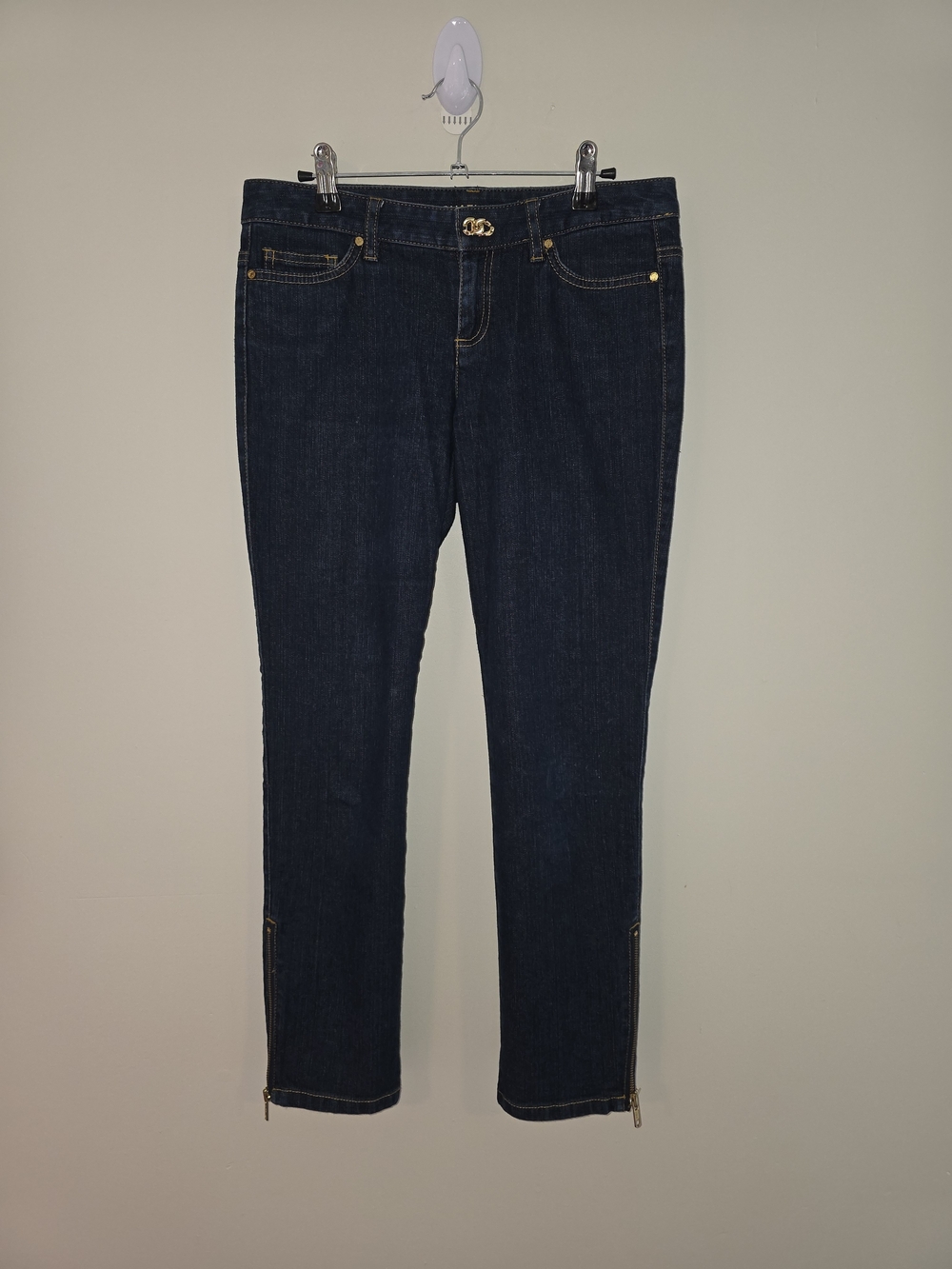 Michael Kors Low Rise Navy Crop Ankle Zip Jeans